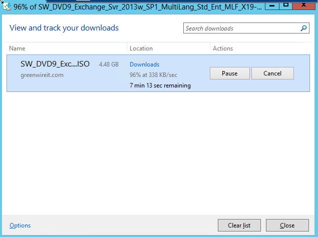 Downloading Exchange 2013 ISO